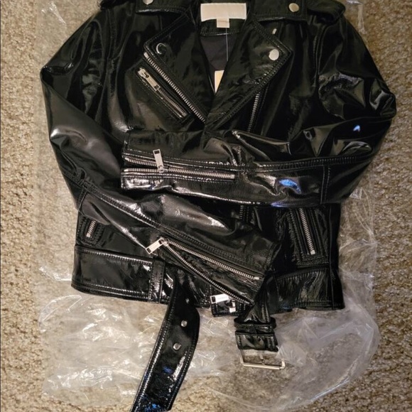 Michael Kors Textured Patent Leather Jacket - Picture 4 of 5